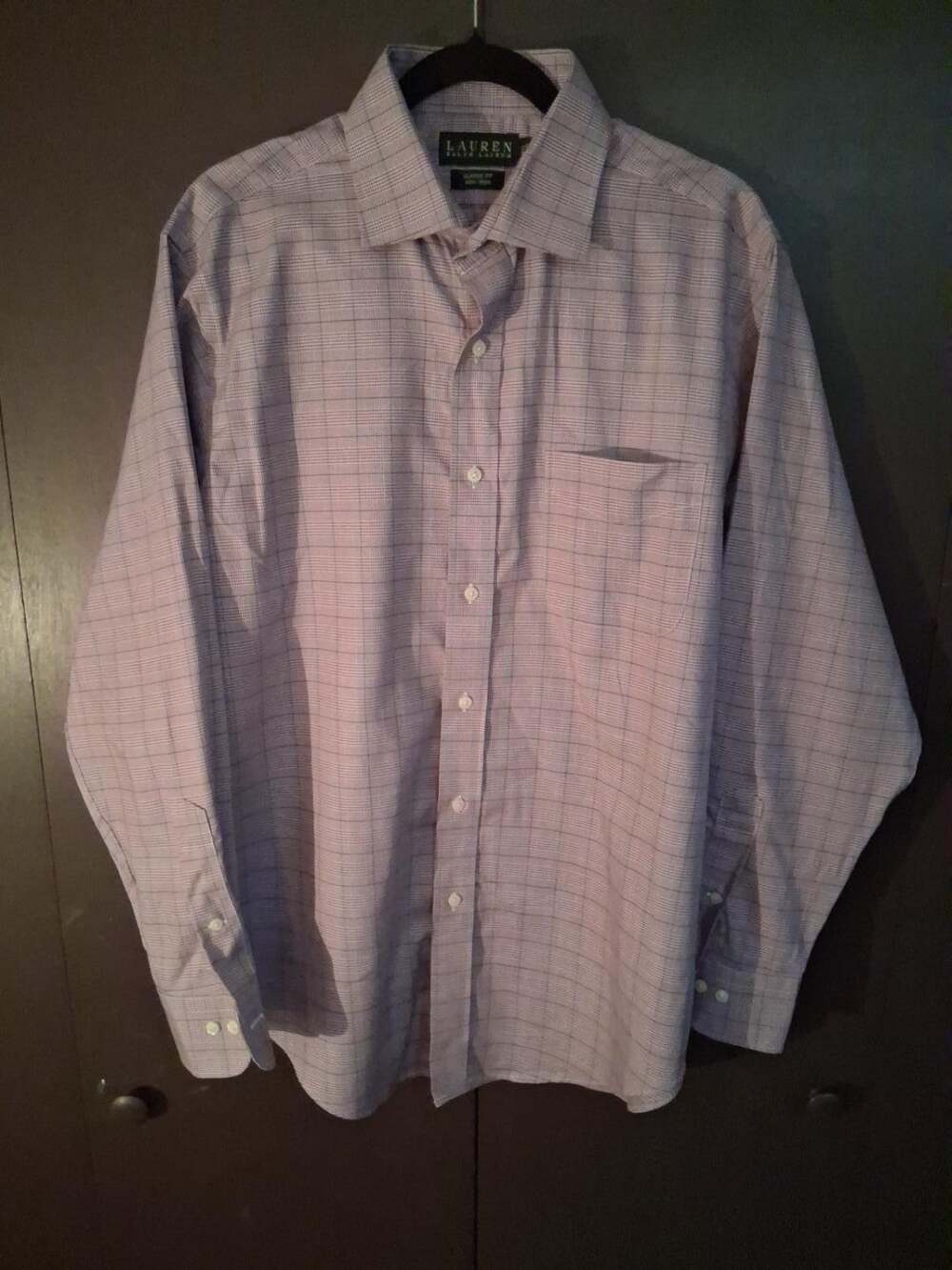 Lauren Ralph Lauren Men's Dress Shirt 16.5 34/35 Classic Fit Purple Plaid